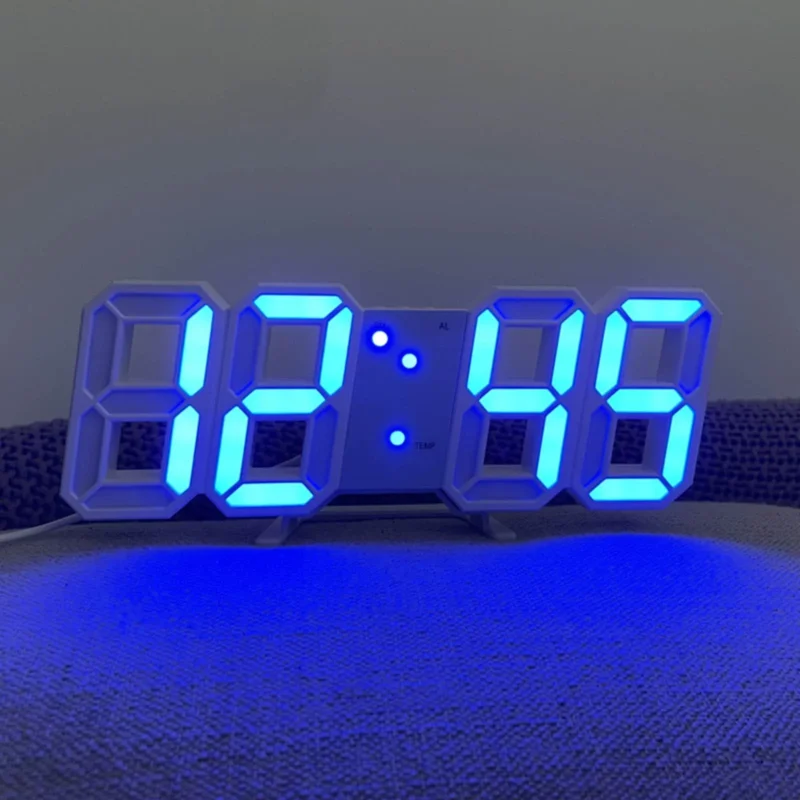 3D LED Digital Clock Glowing Decoration Wall or Table Clock – Blue LED